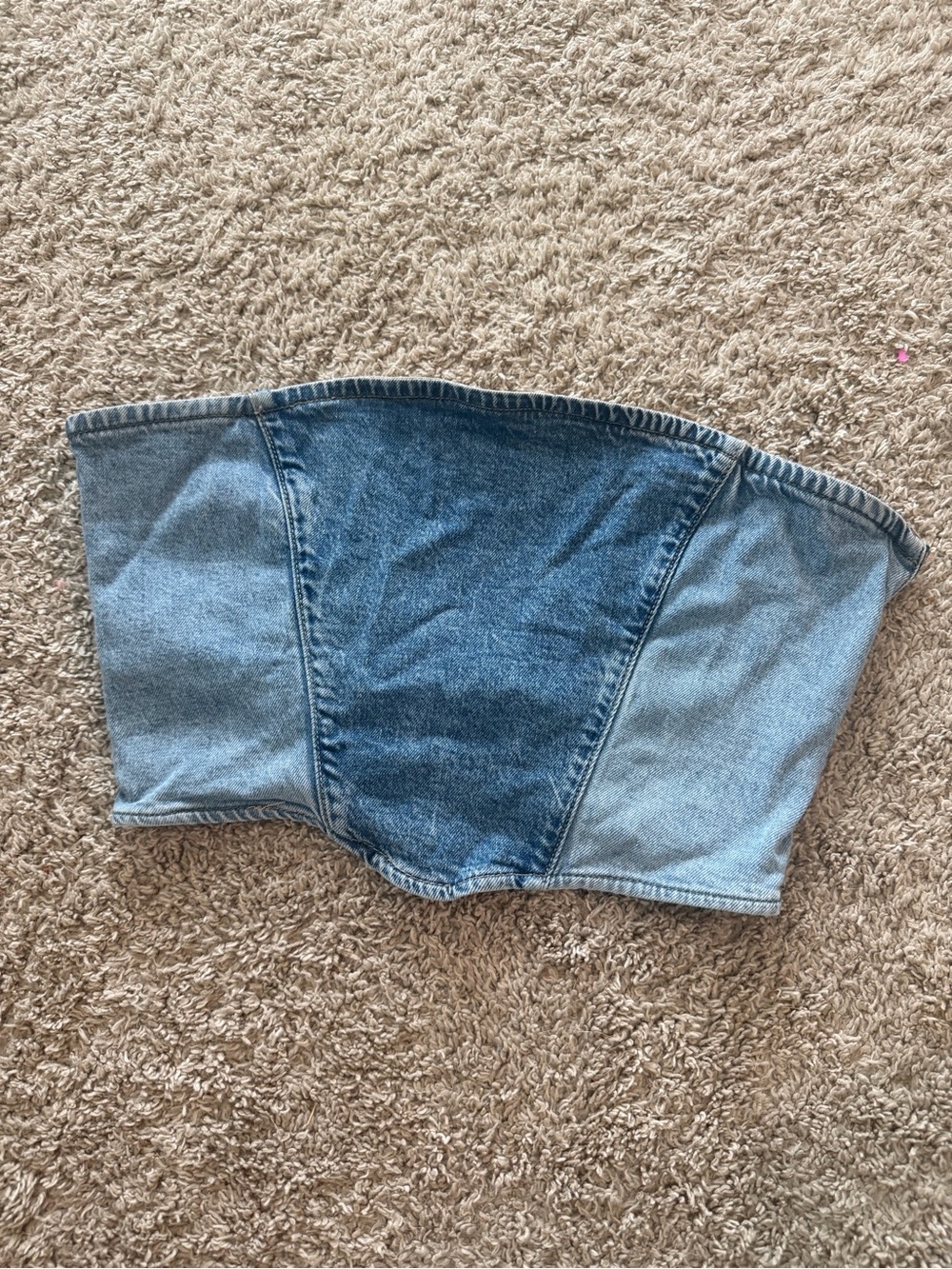 Denim Patch Bandeau Top - Light & Medium Blue